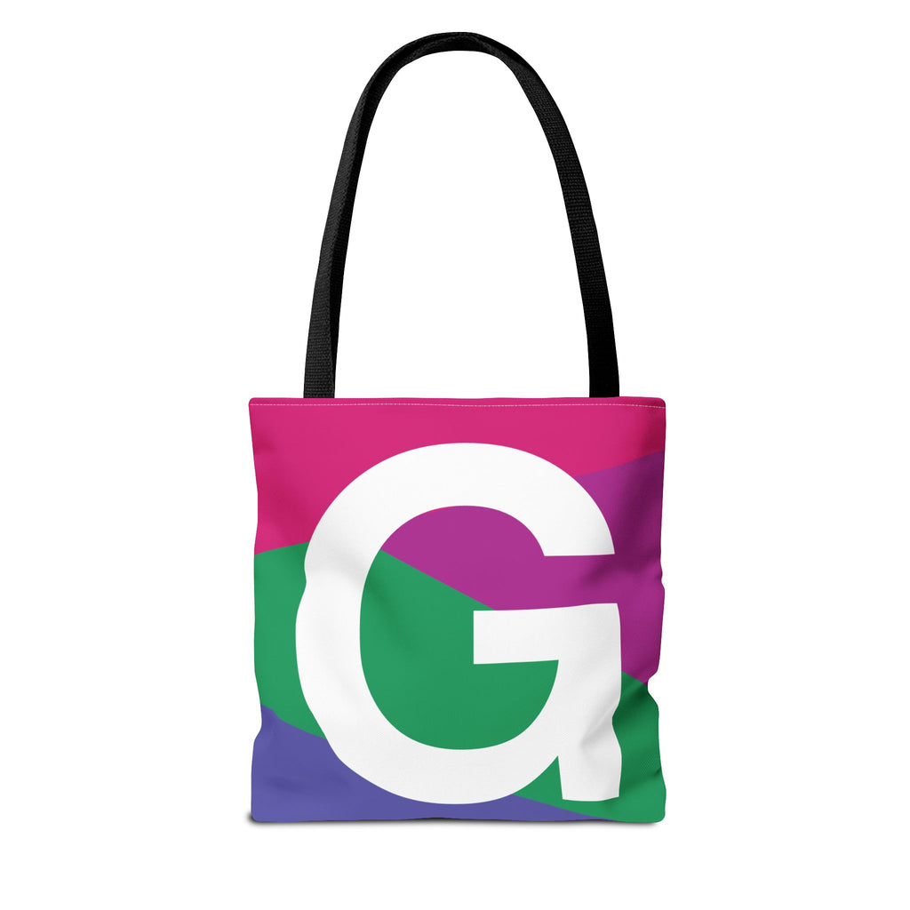 Monogram 'G' Colorblock Tote Bag — Personalized Initial G Shoulder Tote