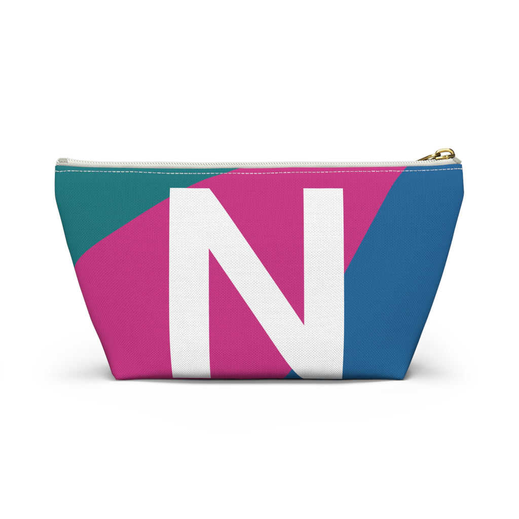 Initials Colorblock Accessory Pouch — Monogram N T-Bottom Cosmetic Bag