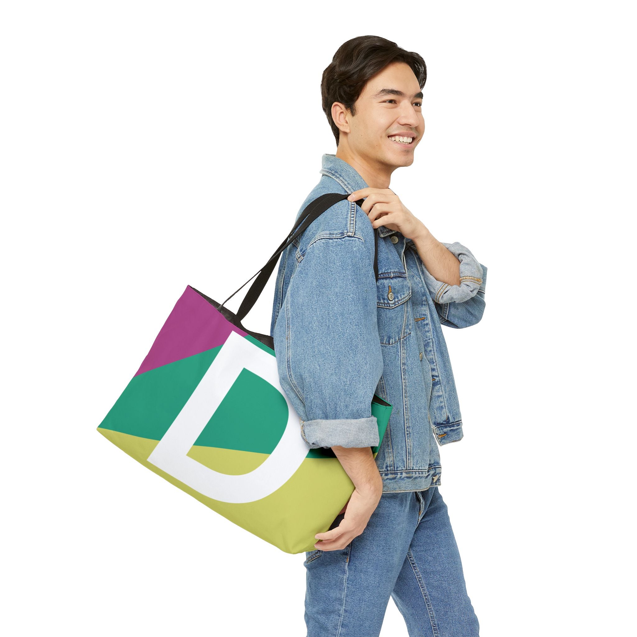 Personalized 'D' Colorblock Tote Bag — Monogram Weekender Tote