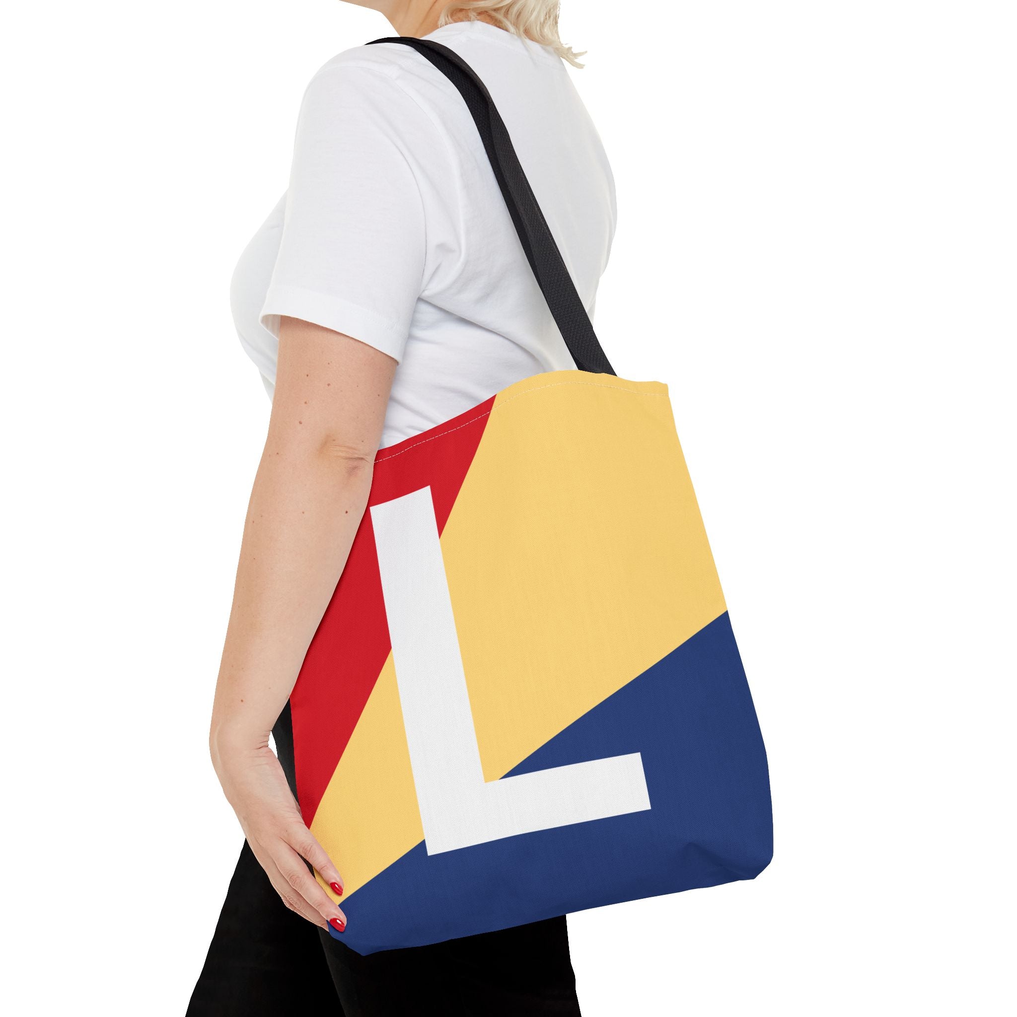 Monogram 'L' Colorblock Tote Bag — Personalized Initial L Shoulder Tote