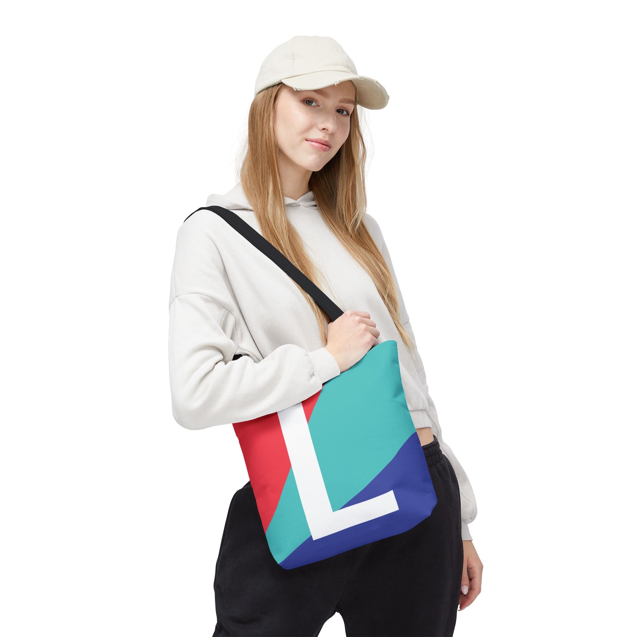 Monogram 'L' Colorblock Tote Bag — Personalized Initial L Shoulder Tote