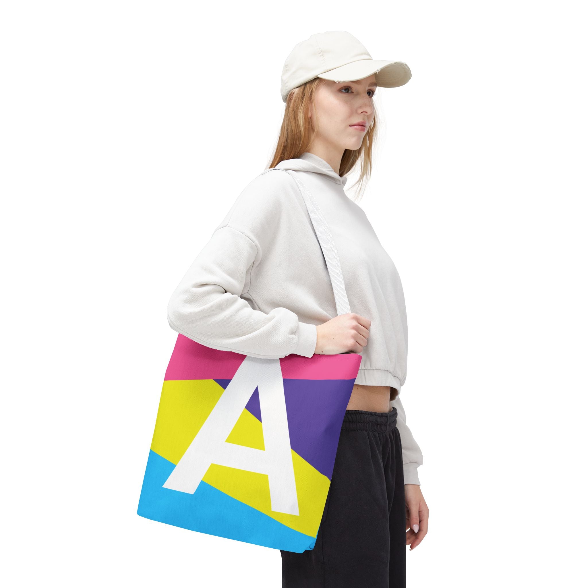 Monogram 'A' Colorblock Tote Bag — Personalized Initial A Shoulder Tote
