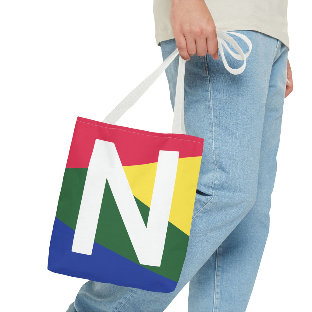 Monogram 'N' Colorblock Tote Bag — Personalized Initial N Shoulder Tote