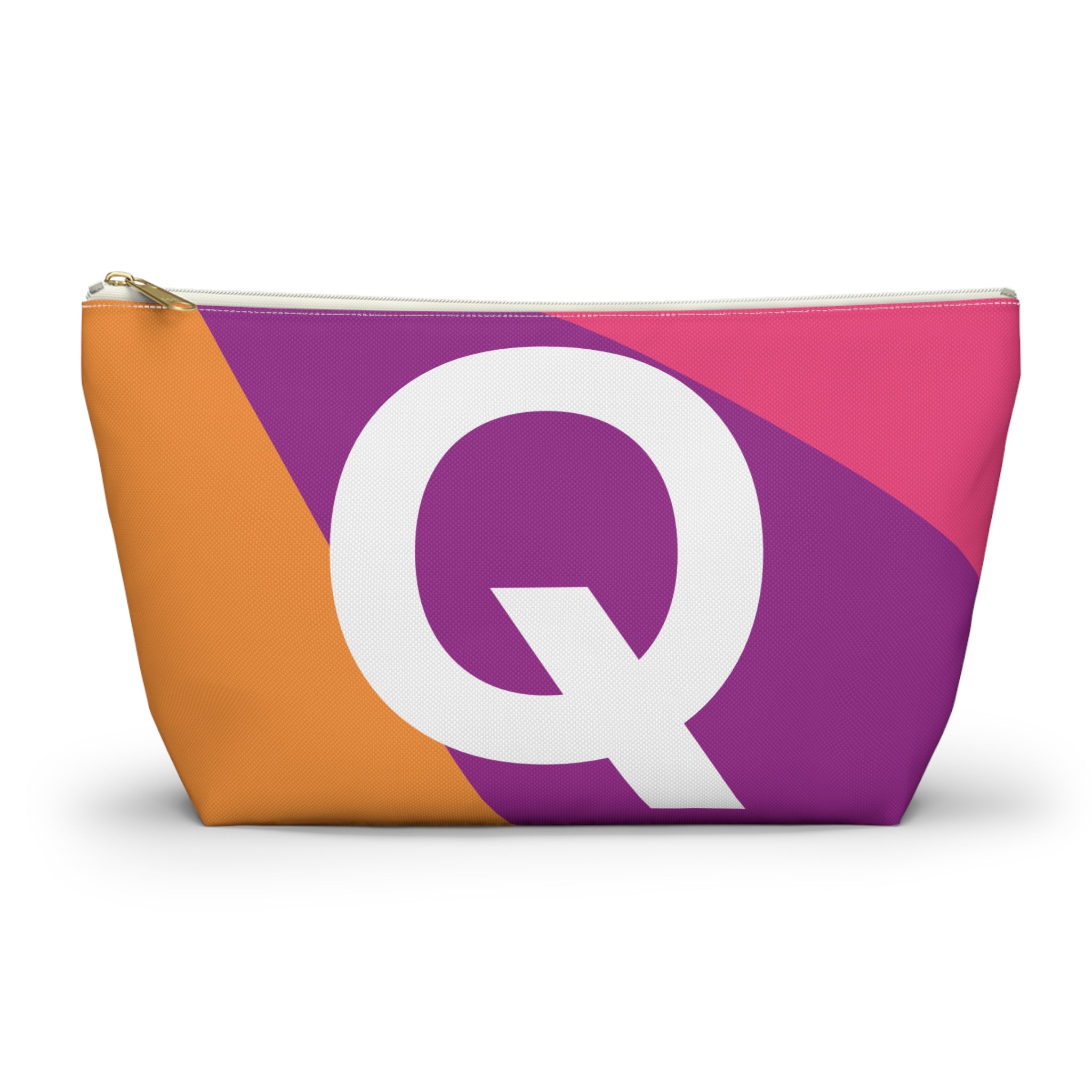 Initials Colorblock Accessory Pouch — Monogram Q T-Bottom Cosmetic Bag