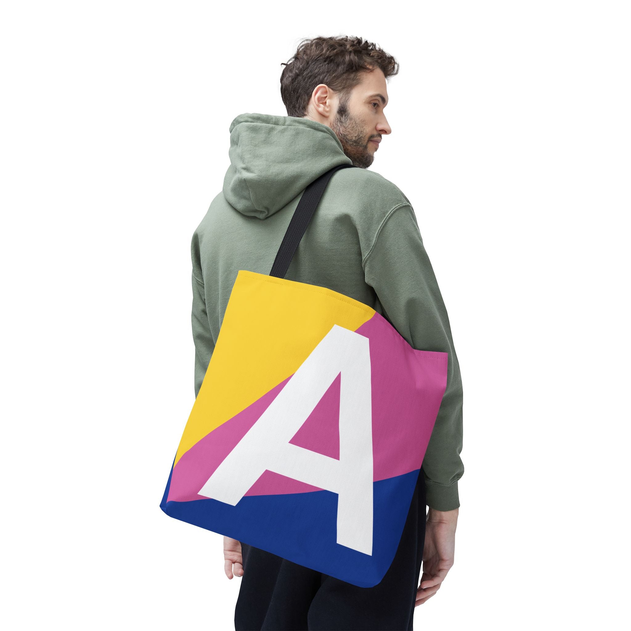Monogram 'A' Colorblock Tote Bag — Personalized Initial A Shoulder Tote