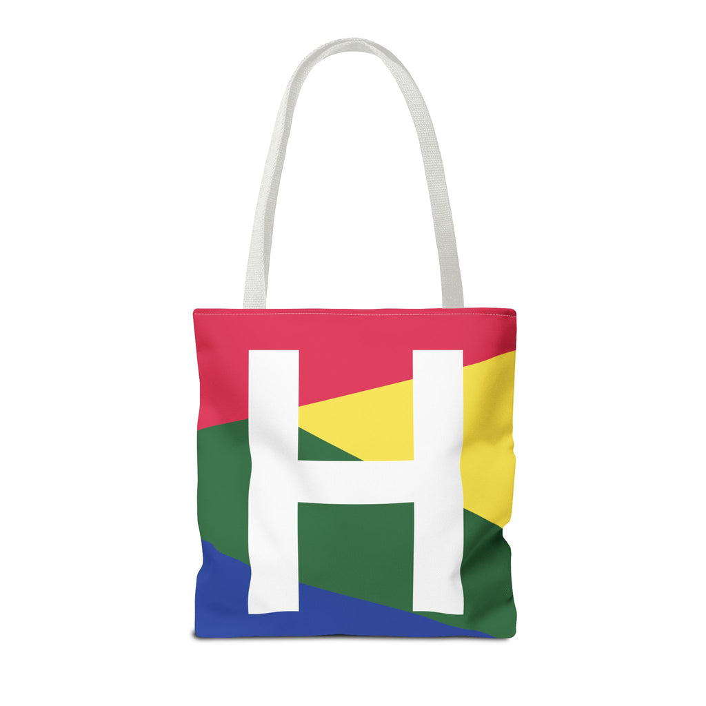 Monogram 'H' Colorblock Tote Bag — Personalized Initial H Shoulder Tote