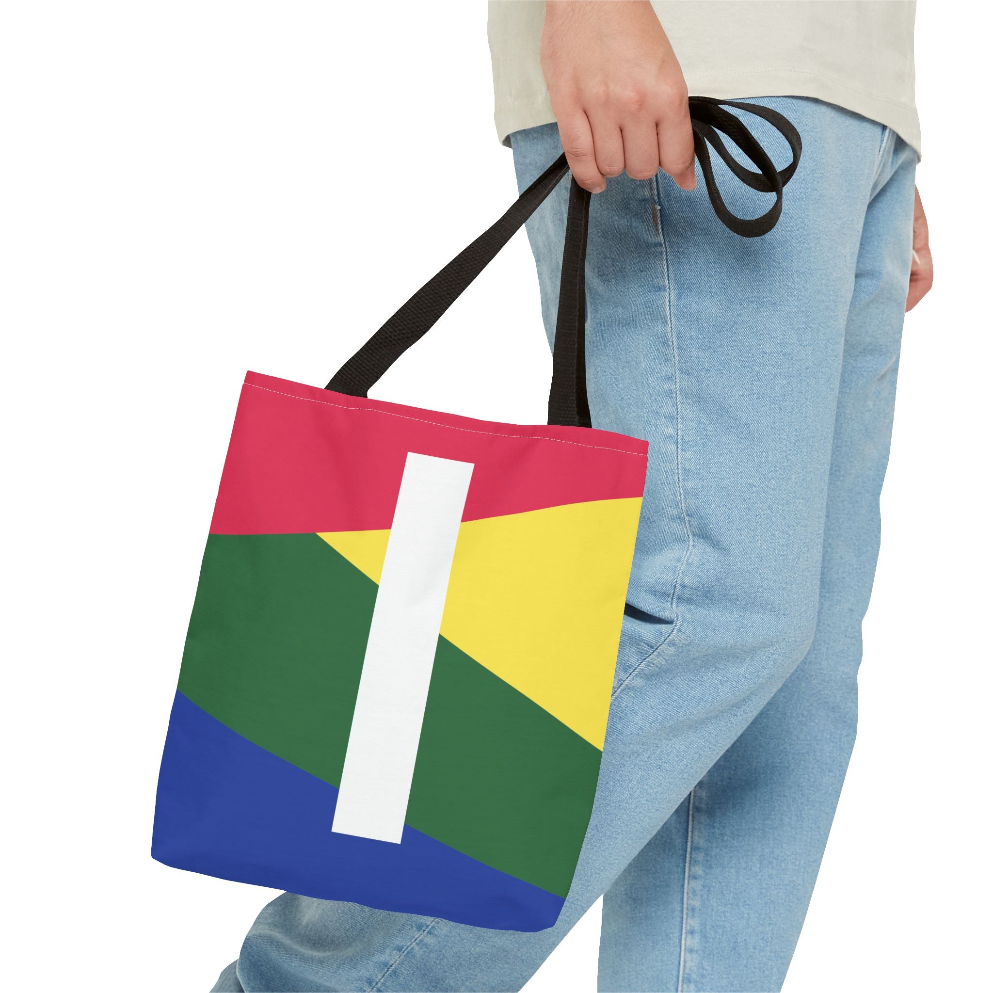 Monogram 'I' Colorblock Tote Bag — Personalized Initial I Shoulder Tote