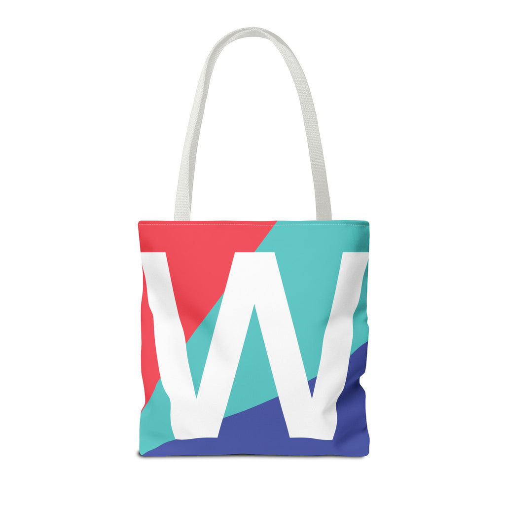 Monogram 'W' Colorblock Tote Bag — Personalized Initial W Shoulder Tote