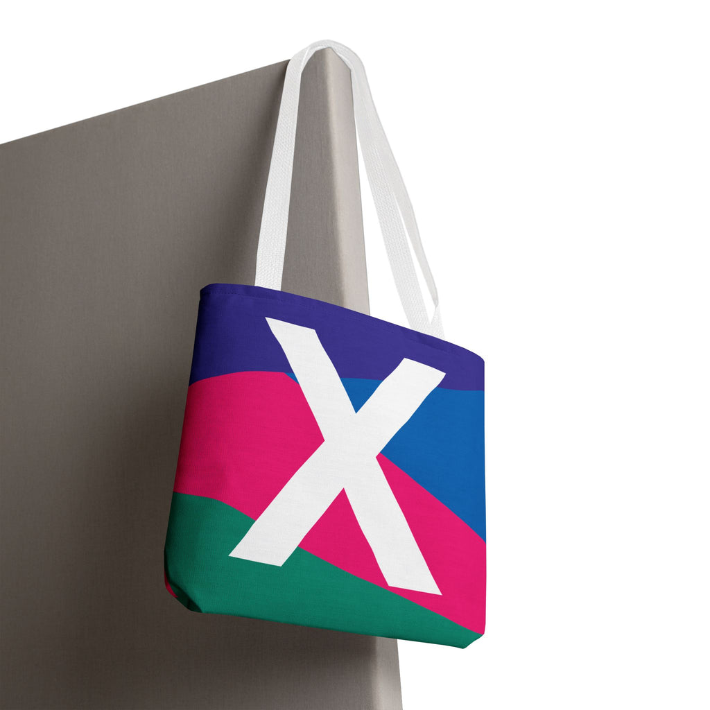 Monogram 'X' Colorblock Tote Bag — Personalized Initial X Shoulder Tote