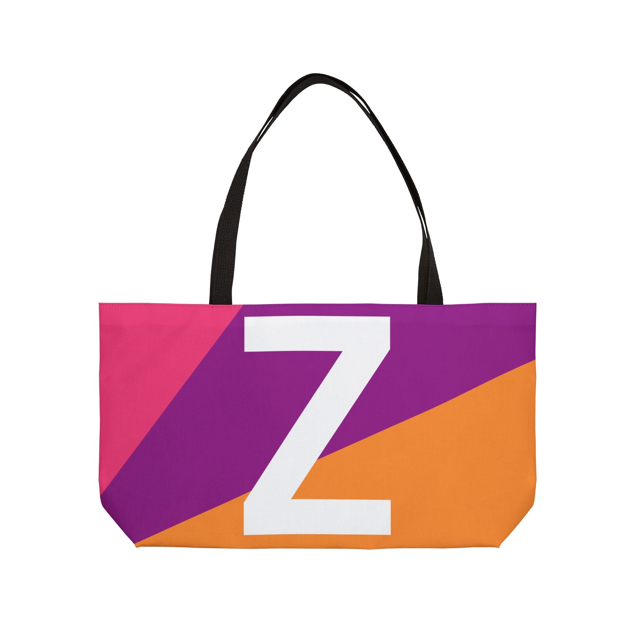 Personalized 'Z' Colorblock Tote Bag — Monogram Weekender Tote