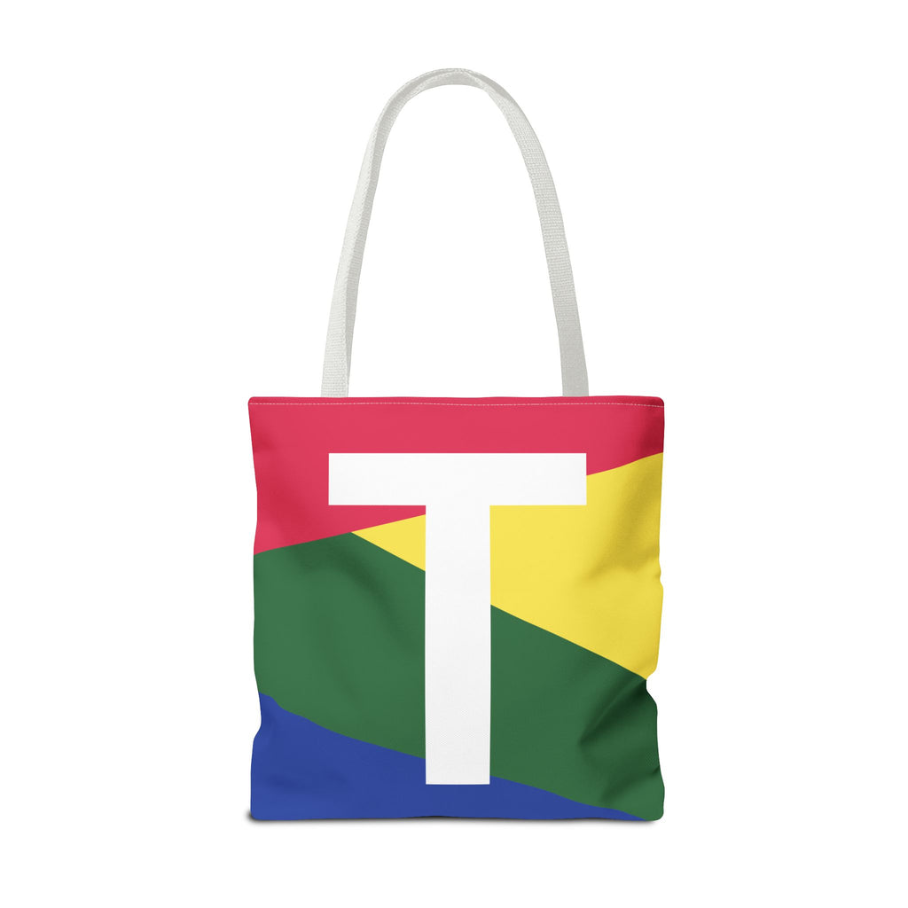 Monogram 'T' Colorblock Tote Bag — Personalized Initial T Shoulder Tote