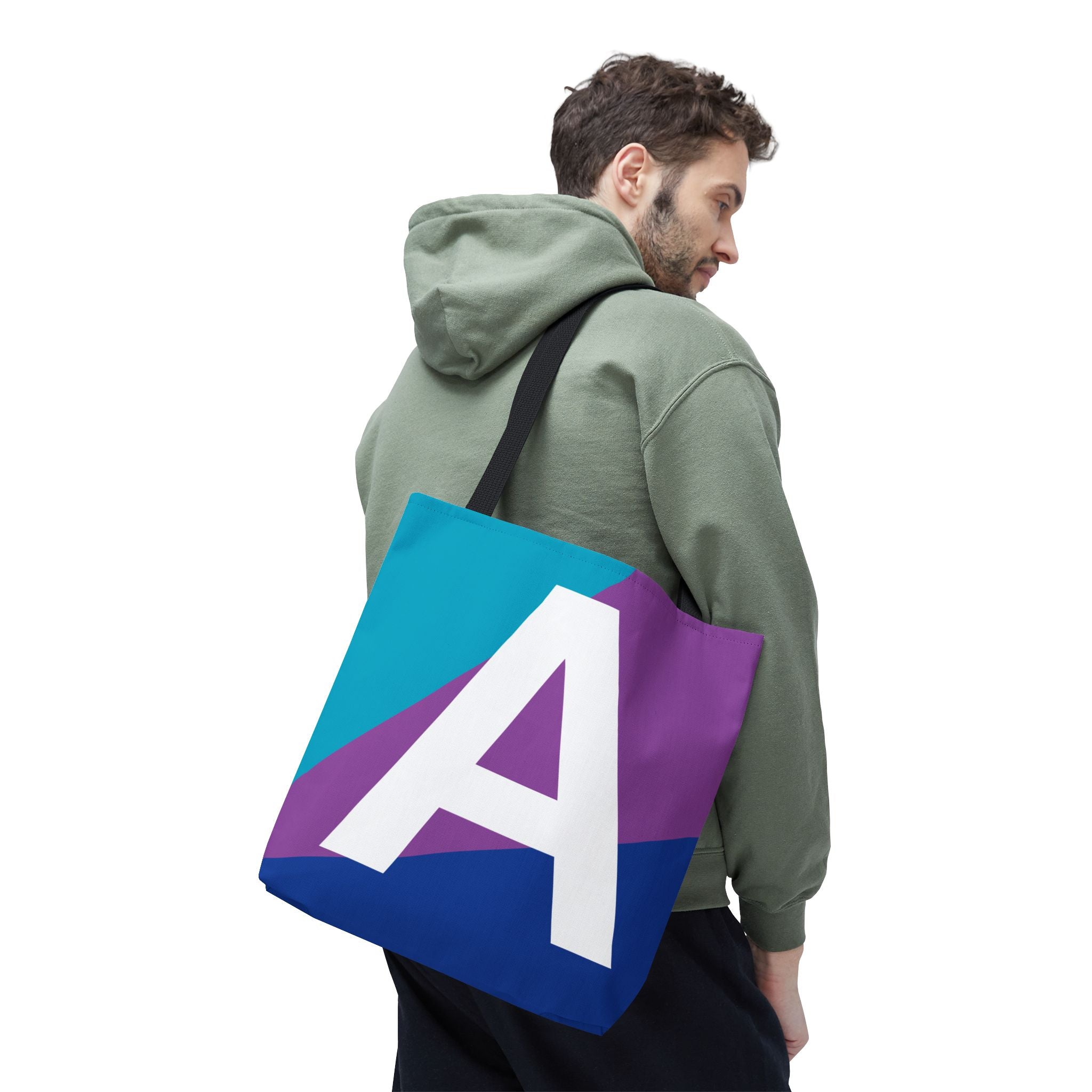 Monogram 'A' Colorblock Tote Bag — Personalized Initial A Shoulder Tote