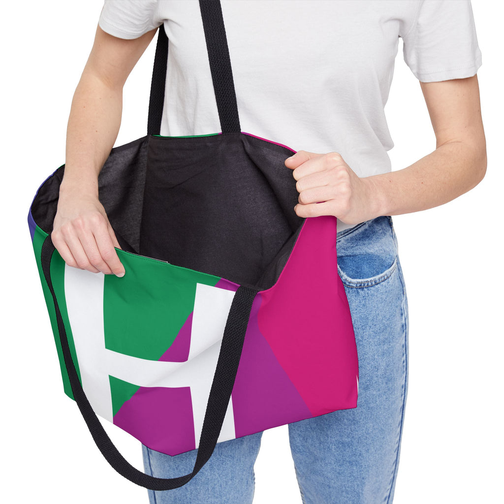 Personalized 'H' Colorblock Tote Bag — Monogram Weekender Tote
