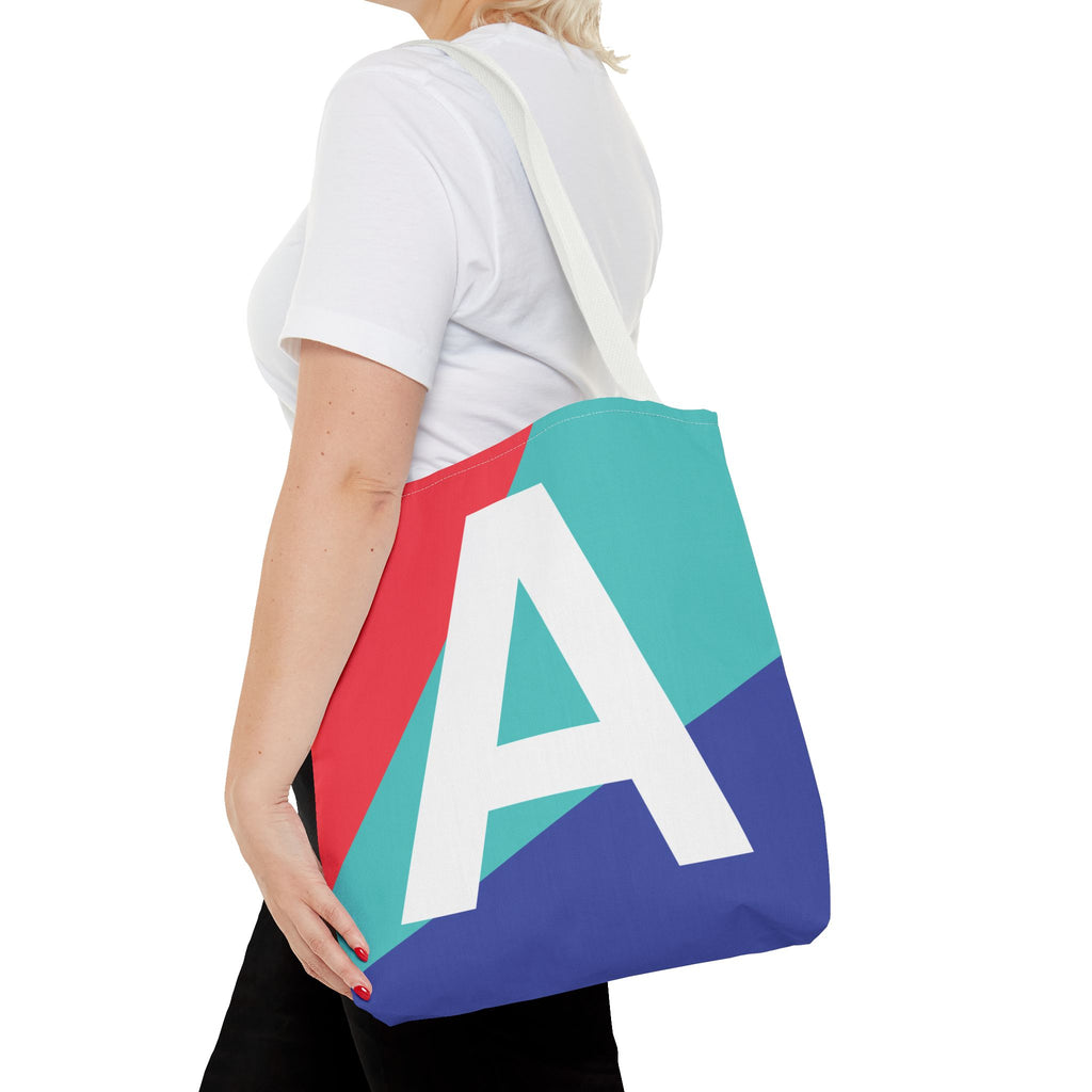 Monogram 'A' Colorblock Tote Bag — Personalized Initial A Shoulder Tote