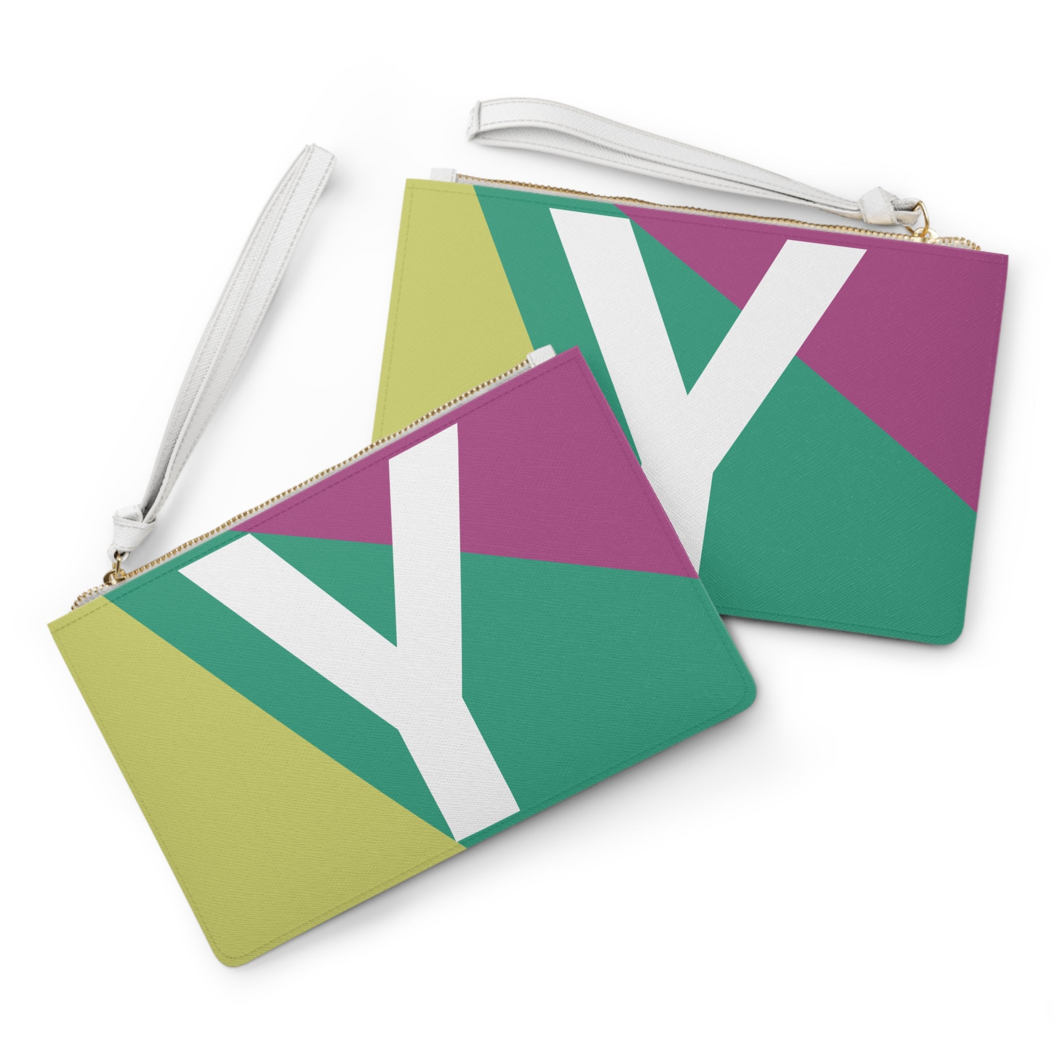 Monogram 'Y' Colorblock Clutch Bag — Bold Geometric Wristlet for Everyday & Gifts