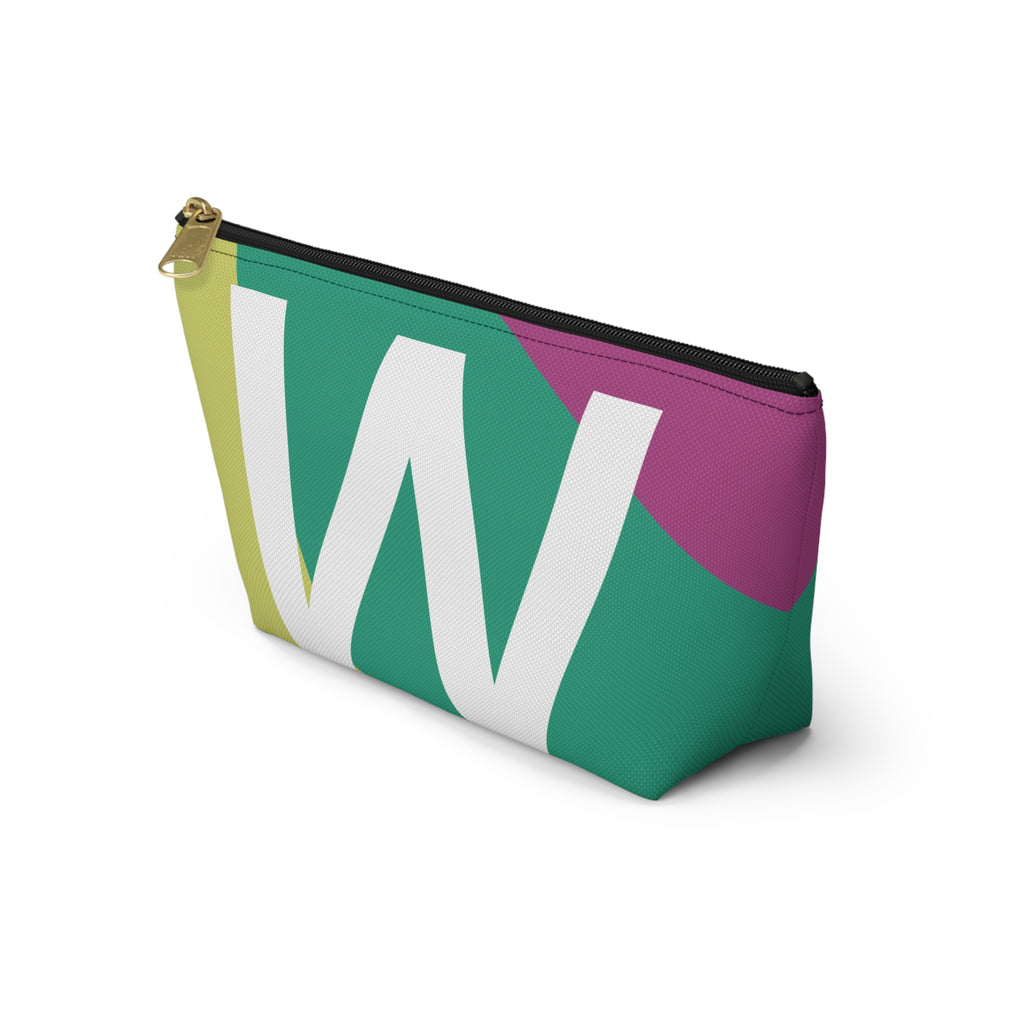 Initials Colorblock Accessory Pouch — Monogram W T-Bottom Cosmetic Bag