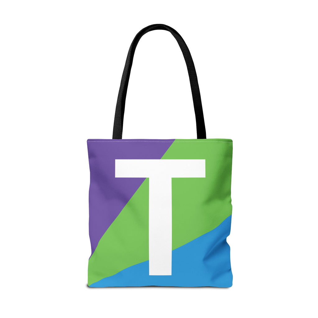 Monogram 'T' Colorblock Tote Bag — Personalized Initial T Shoulder Tote
