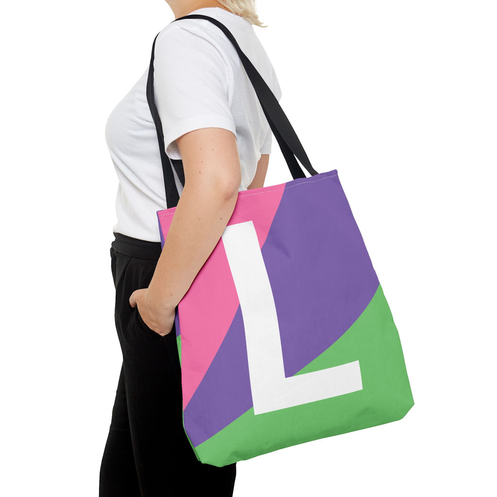 Monogram 'L' Colorblock Tote Bag — Personalized Initial L Shoulder Tote
