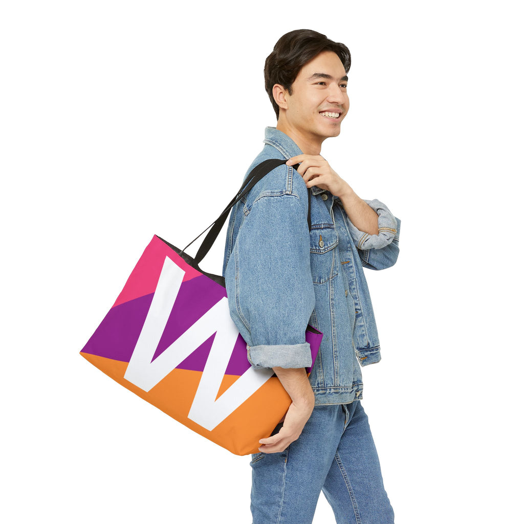 Personalized 'W' Colorblock Tote Bag — Monogram Weekender Tote
