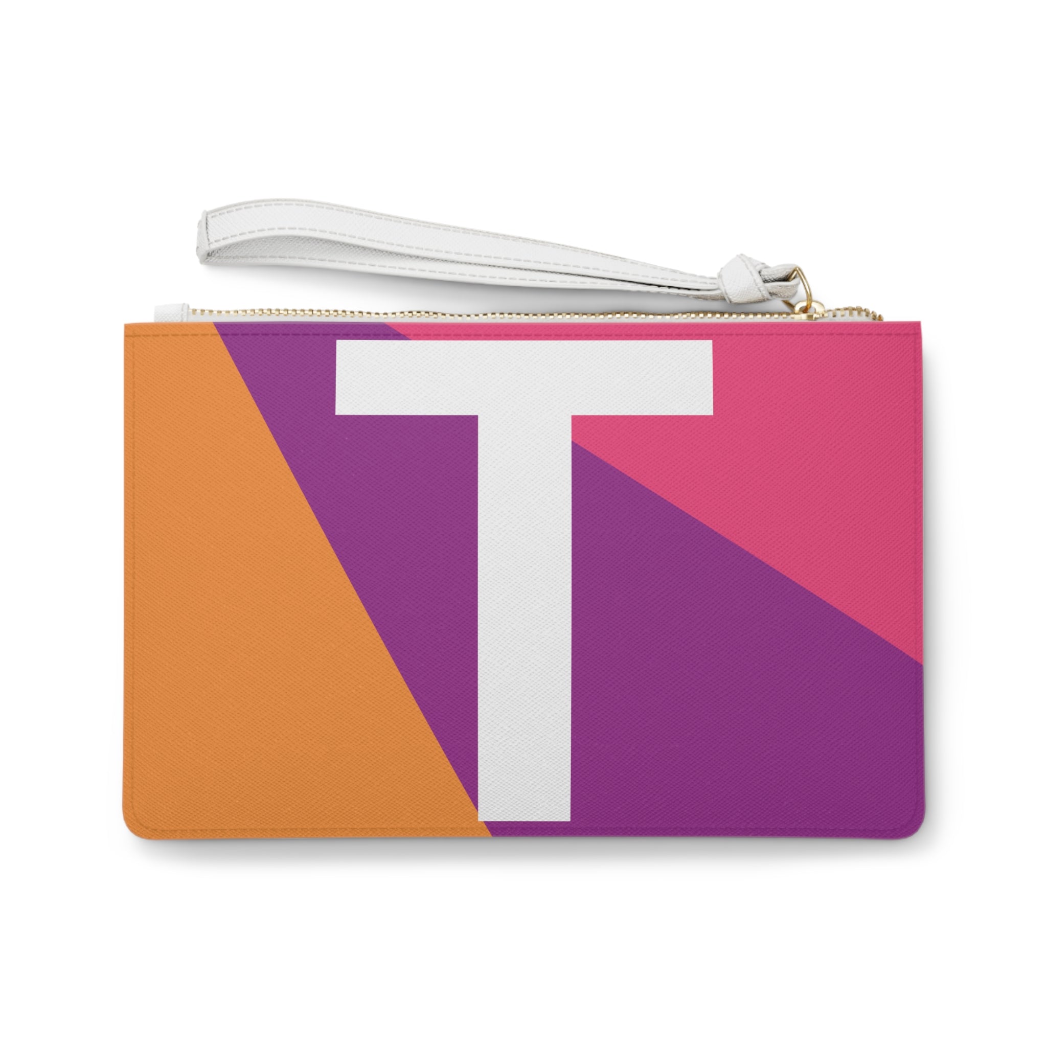 Monogram 'T' Colorblock Clutch Bag — Bold Geometric Wristlet for Everyday & Gifts