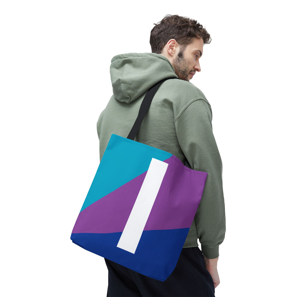 Monogram 'I' Colorblock Tote Bag — Personalized Initial I Shoulder Tote