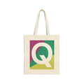 Initial Q Colorblock Canvas Tote Bag — Monogram Letter Q Reusable Grocery Tote