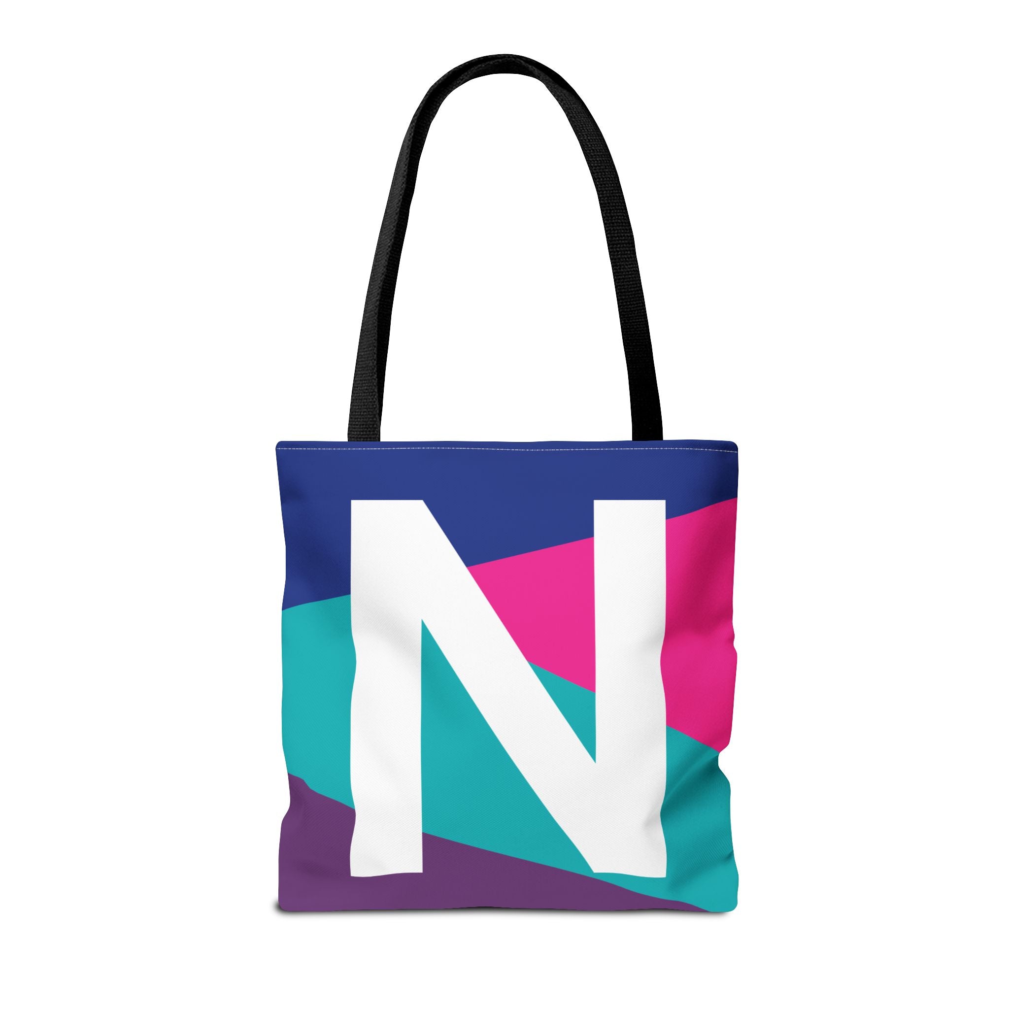 Monogram 'N' Colorblock Tote Bag — Personalized Initial N Shoulder Tote