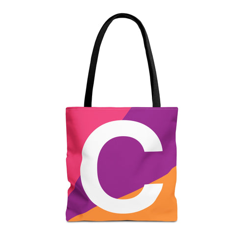 Monogram 'C' Colorblock Tote Bag — Personalized Initial C Shoulder Tote