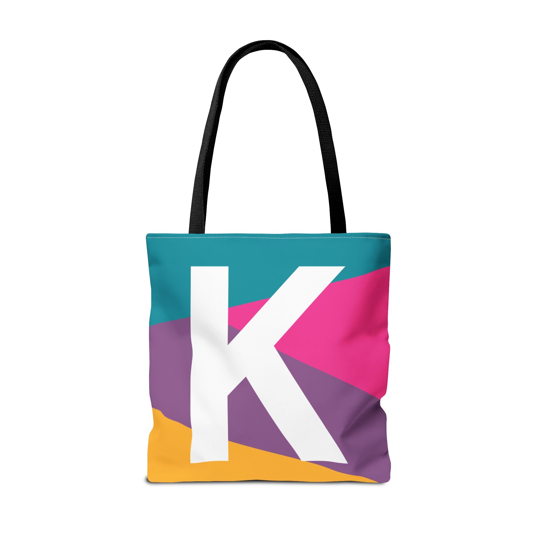 Monogram 'K' Colorblock Tote Bag — Personalized Initial K Shoulder Tote