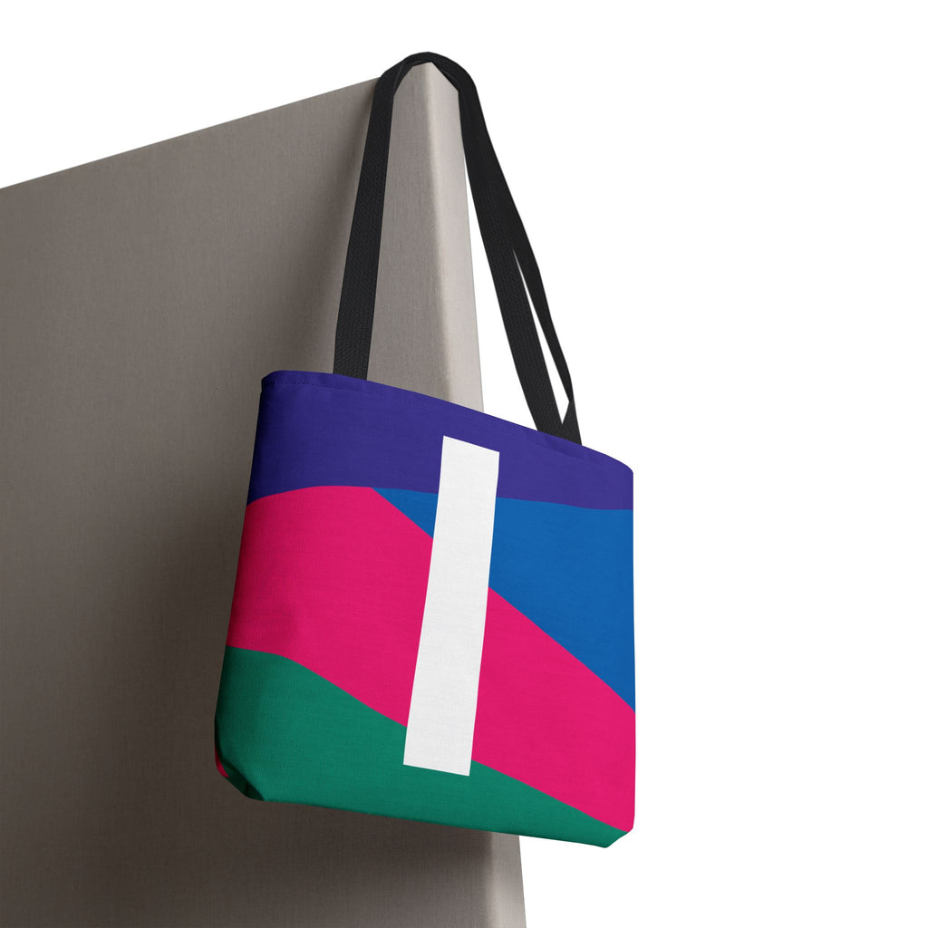 Monogram 'I' Colorblock Tote Bag — Personalized Initial I Shoulder Tote