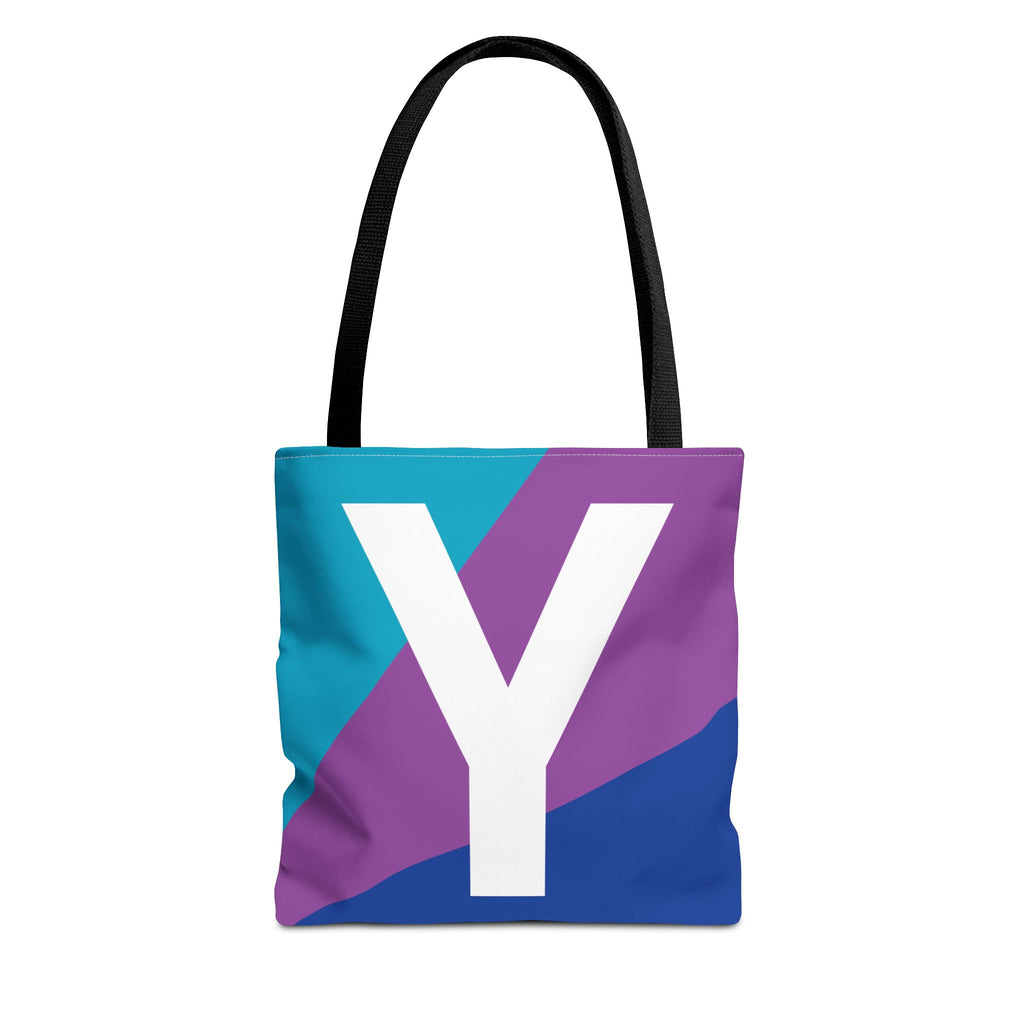 Monogram 'Y' Colorblock Tote Bag — Personalized Initial Y Shoulder Tote