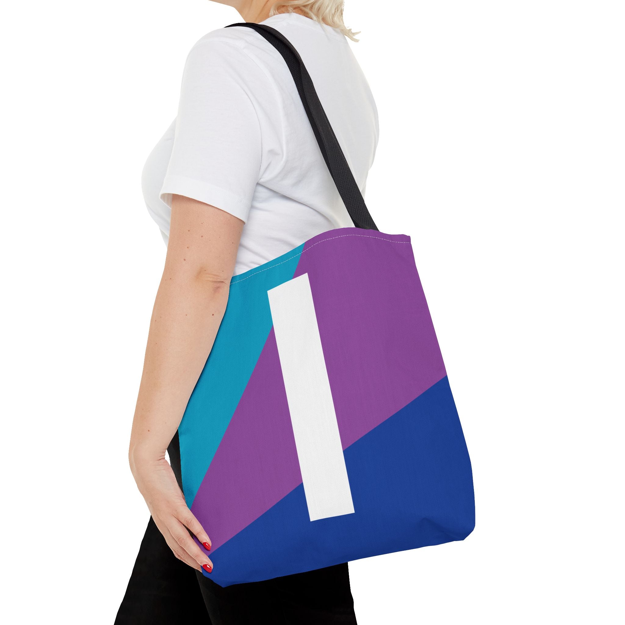 Monogram 'I' Colorblock Tote Bag — Personalized Initial I Shoulder Tote