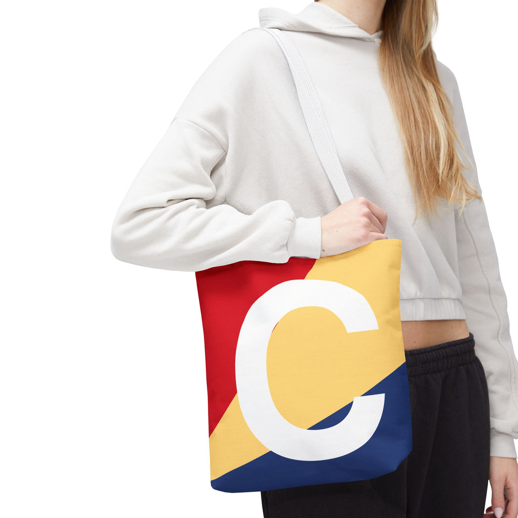 Monogram 'C' Colorblock Tote Bag — Personalized Initial C Shoulder Tote