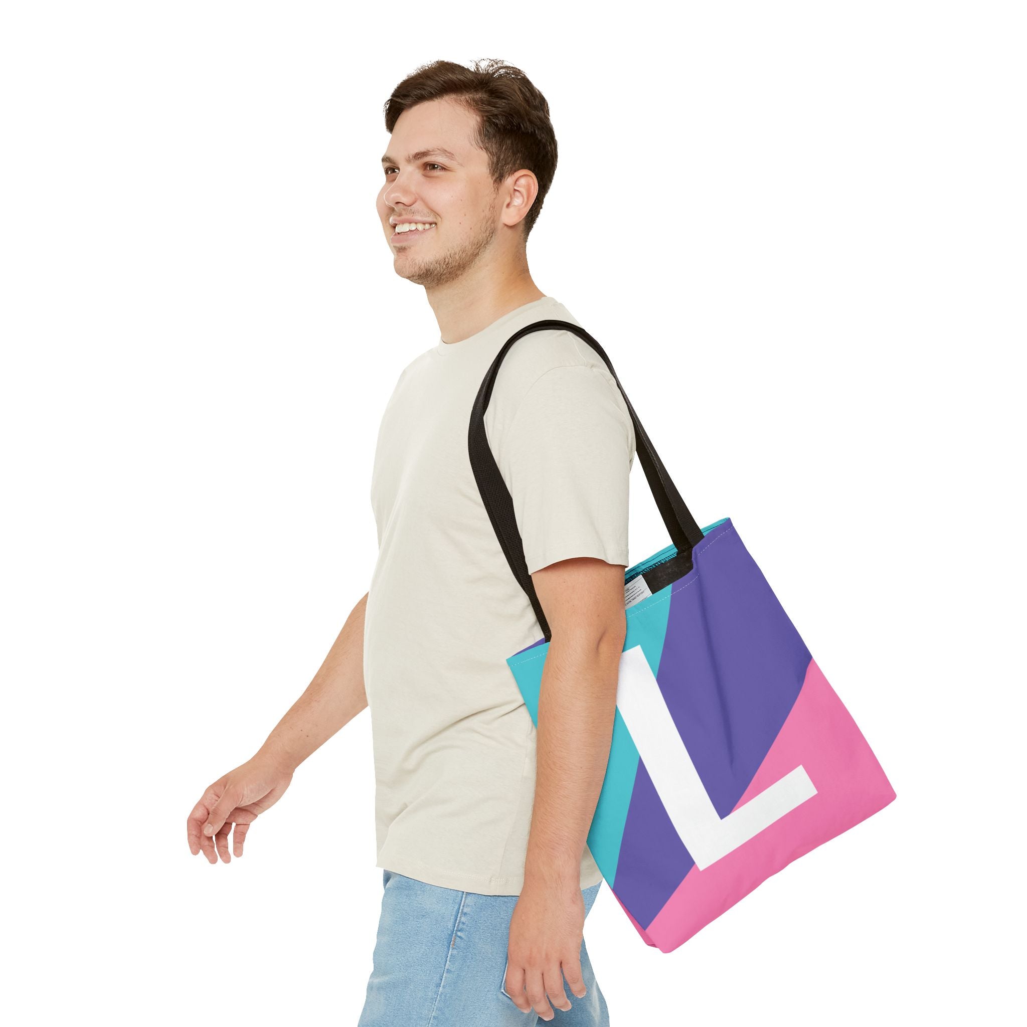 Monogram 'L' Colorblock Tote Bag — Personalized Initial L Shoulder Tote