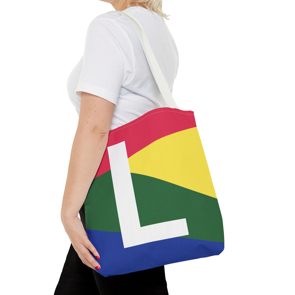 Monogram 'L' Colorblock Tote Bag — Personalized Initial L Shoulder Tote