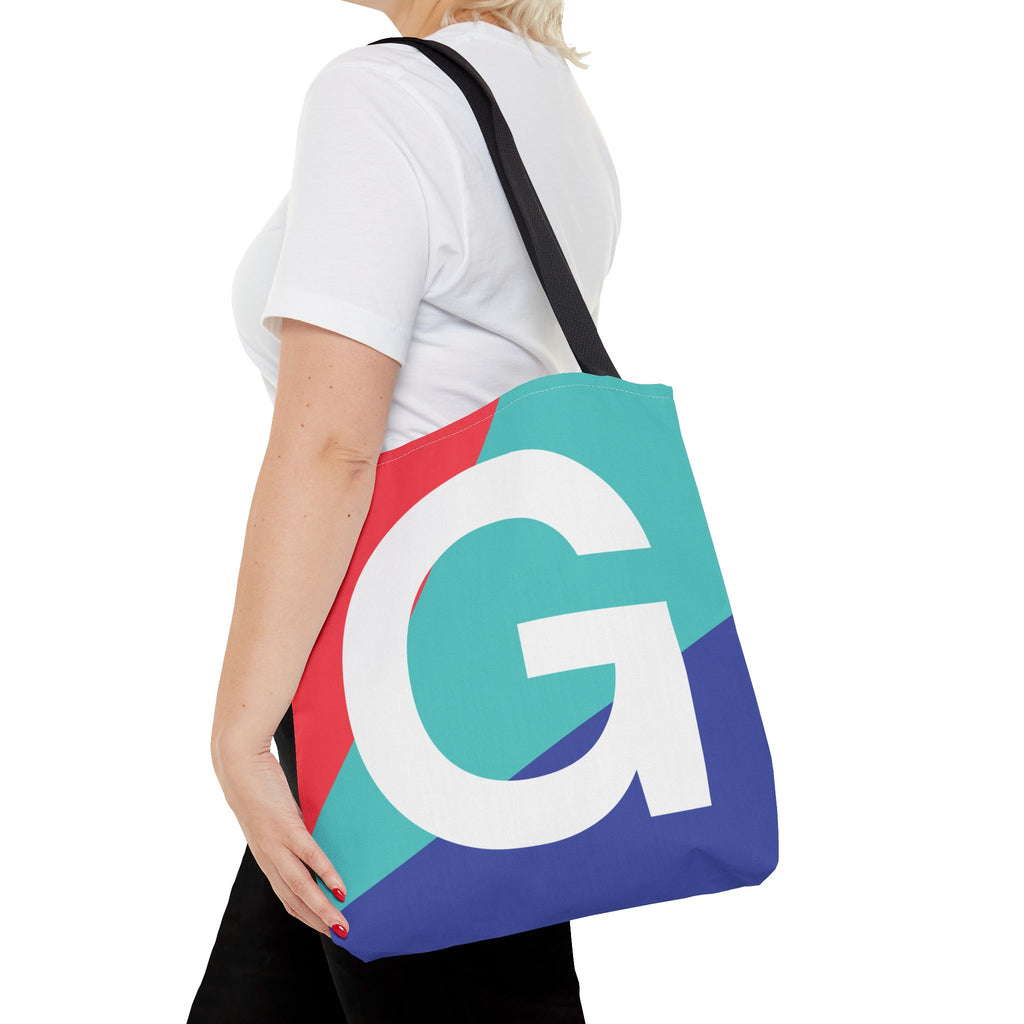 Monogram 'G' Colorblock Tote Bag — Personalized Initial G Shoulder Tote