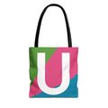 Monogram 'U' Colorblock Tote Bag — Personalized Initial U Shoulder Tote