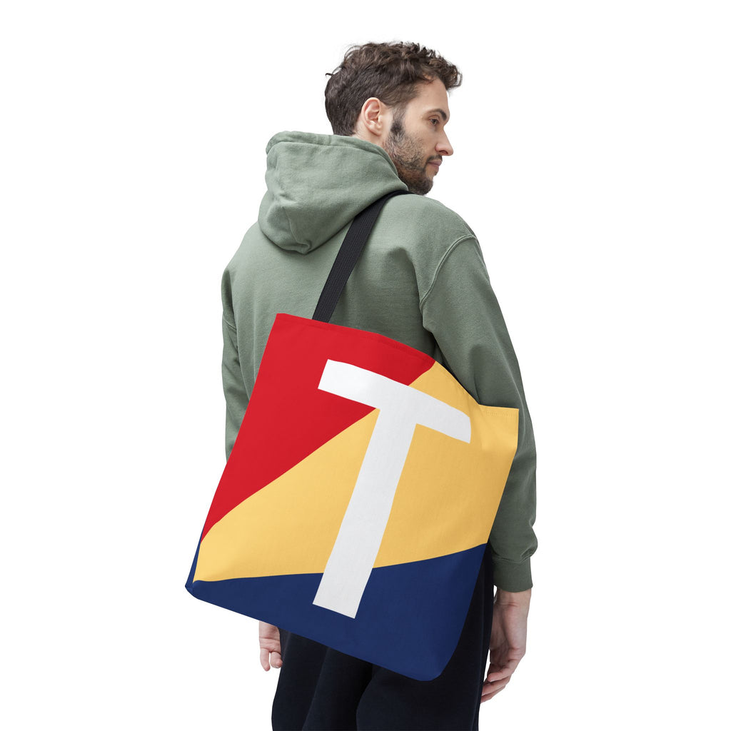 Monogram 'T' Colorblock Tote Bag — Personalized Initial T Shoulder Tote