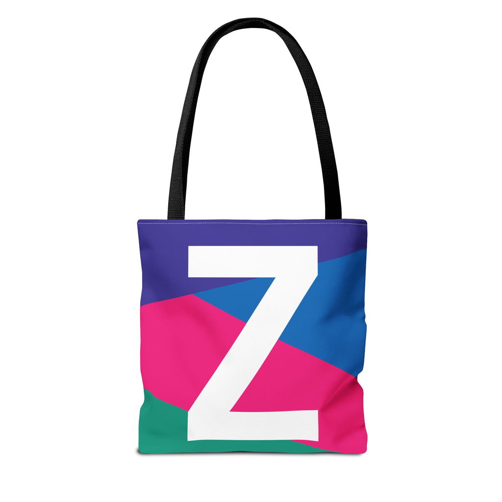 Monogram 'Z' Colorblock Tote Bag — Personalized Initial Z Shoulder Tote