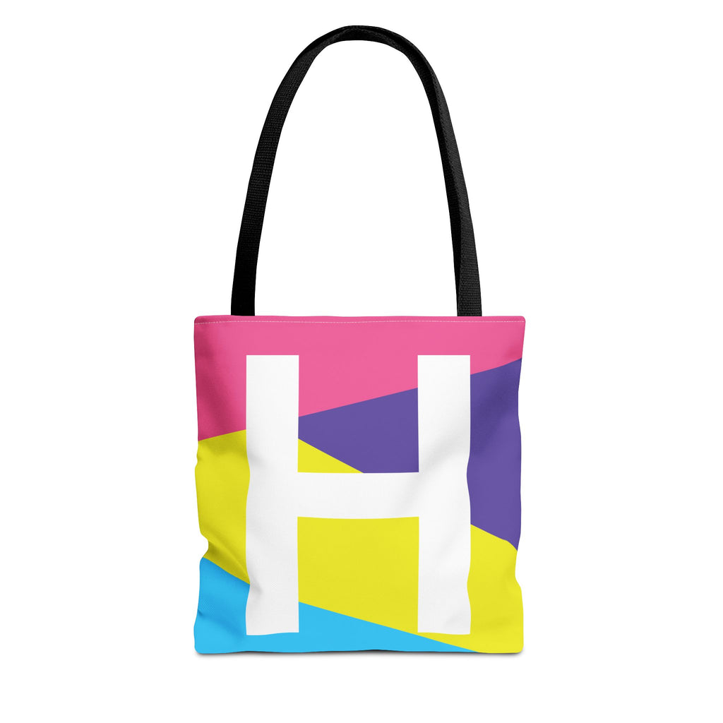 Monogram 'H' Colorblock Tote Bag — Personalized Initial H Shoulder Tote