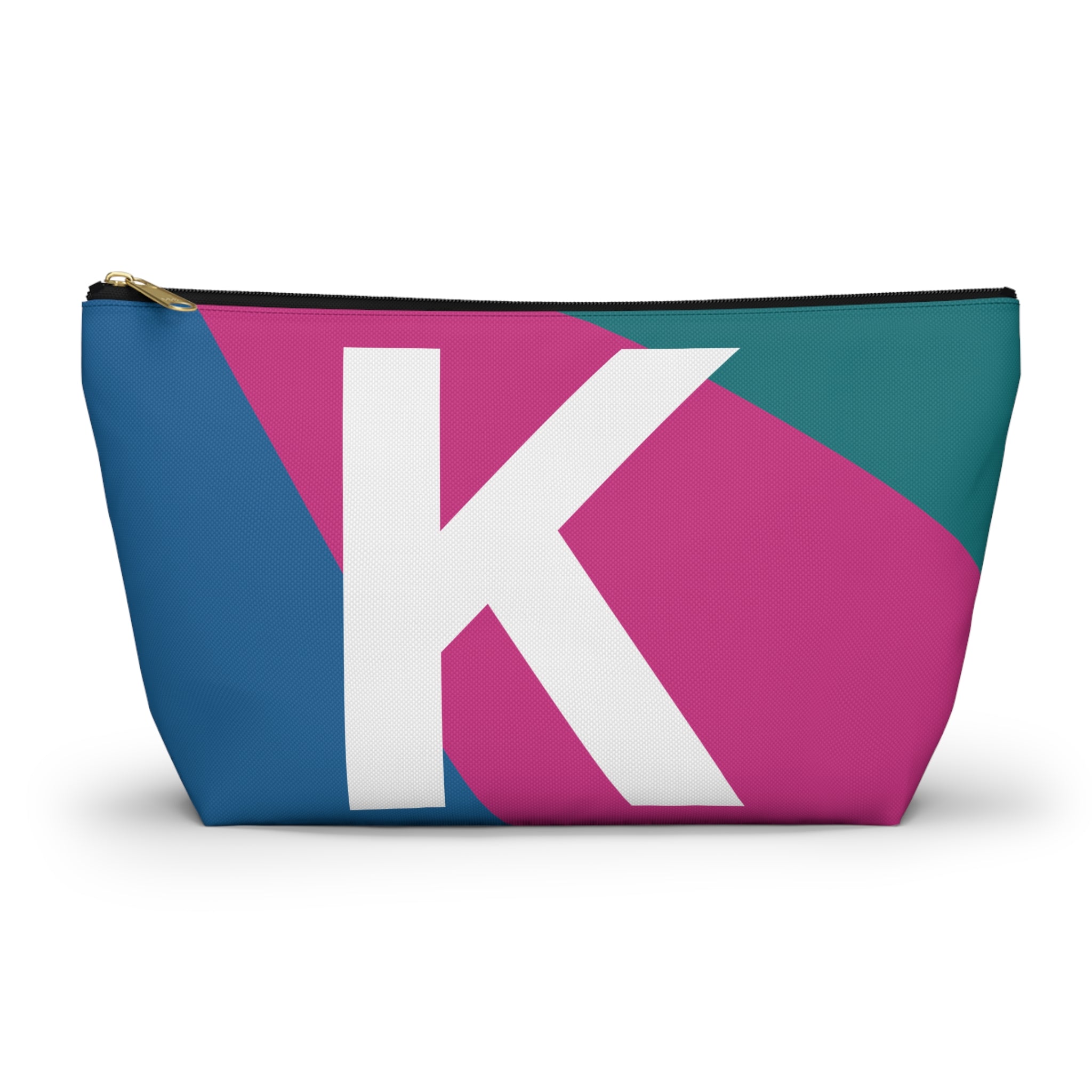Initials Colorblock Accessory Pouch — Monogram K T-Bottom Cosmetic Bag