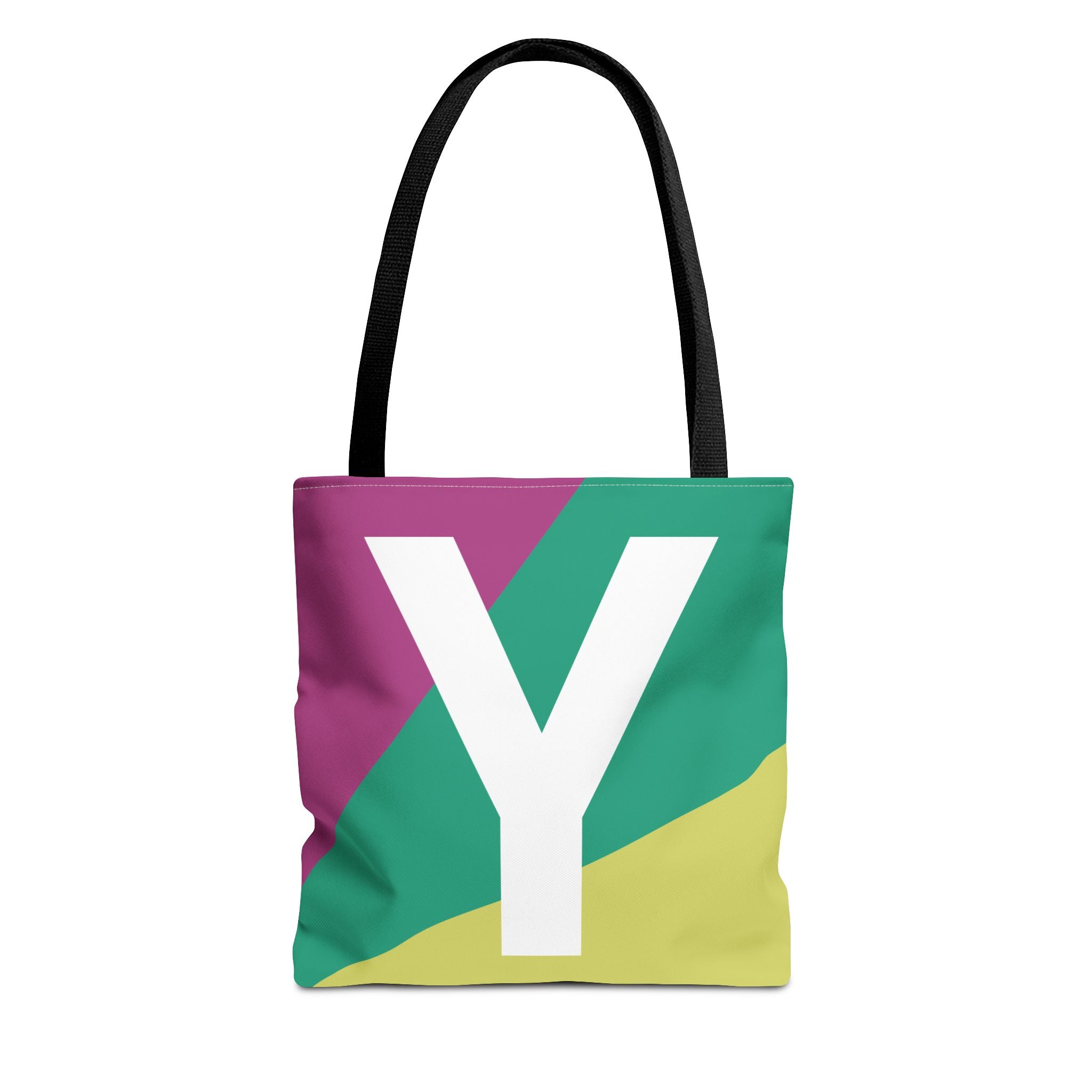 Monogram 'Y' Colorblock Tote Bag — Personalized Initial Y Shoulder Tote