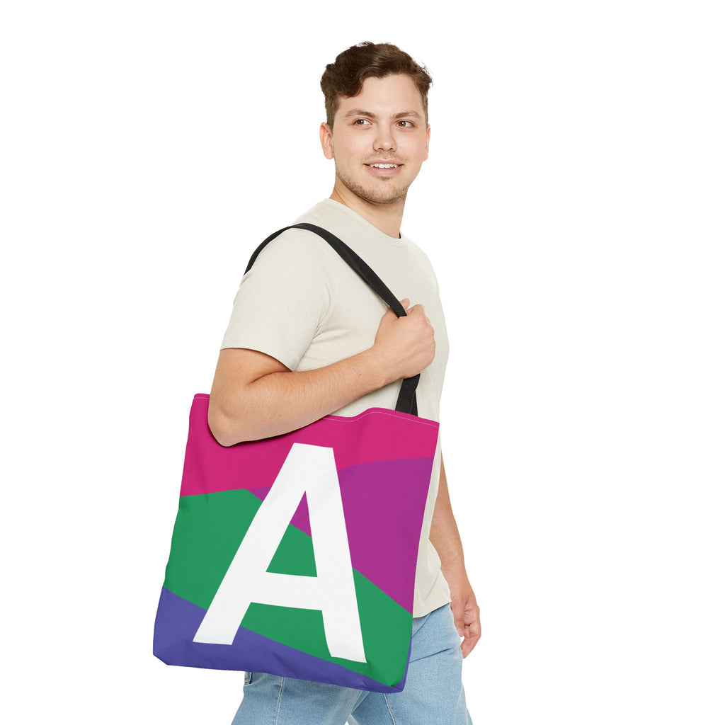 Monogram 'A' Colorblock Tote Bag — Personalized Initial A Shoulder Tote