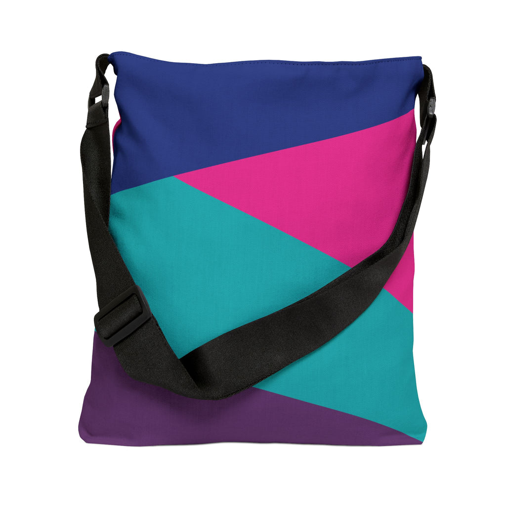 Colorblock Geometric Tote Bag — Adjustable Strap, Bright Abstract Pattern