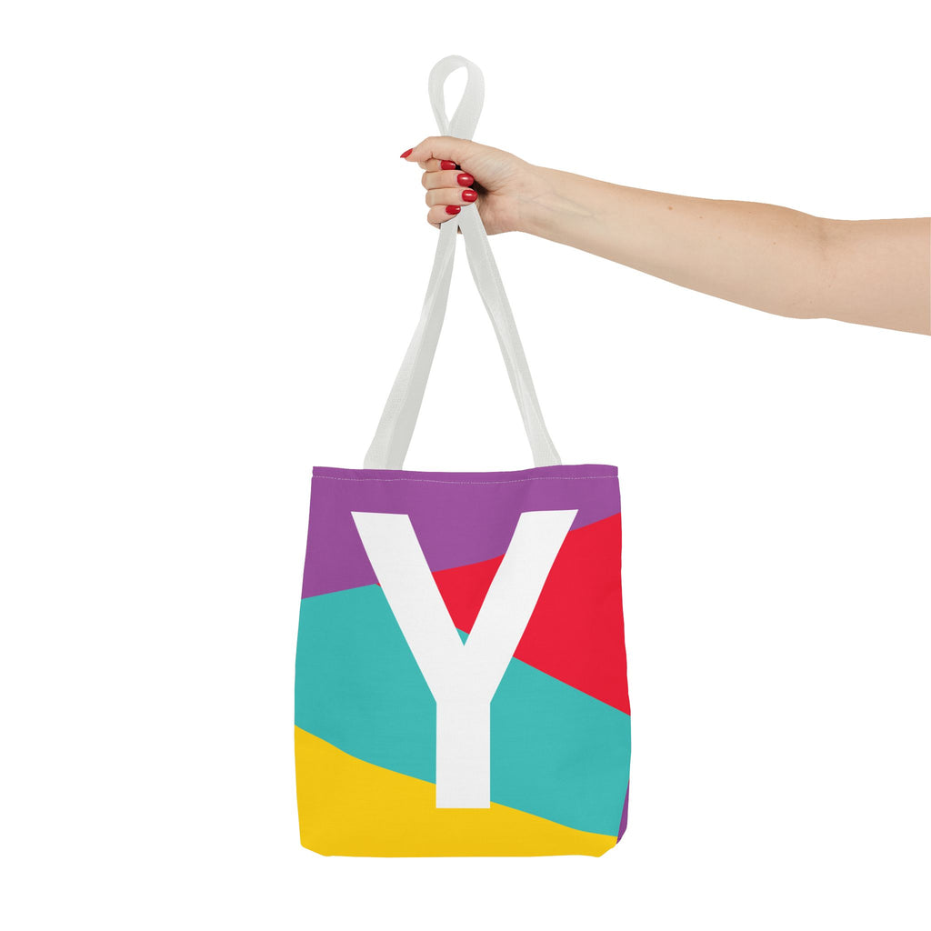 Monogram 'Y' Colorblock Tote Bag — Personalized Initial Y Shoulder Tote