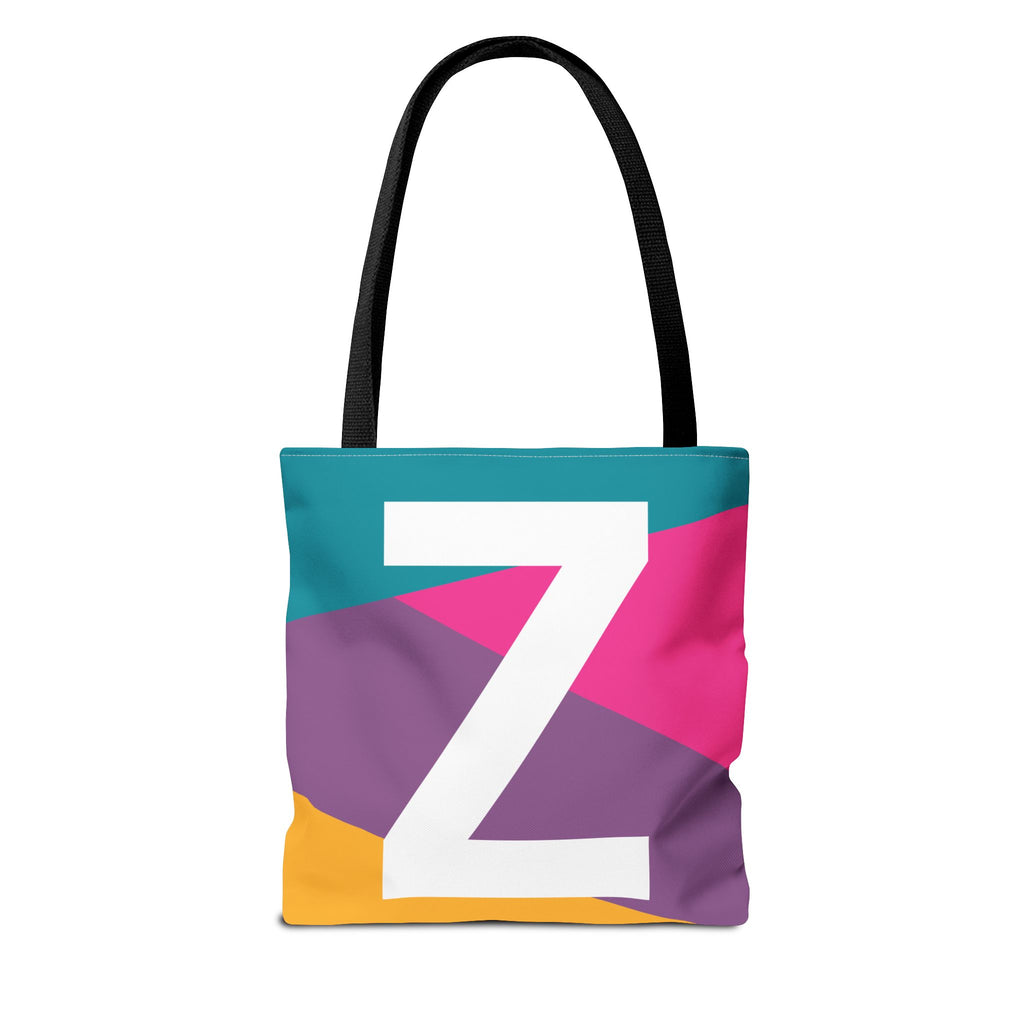 Monogram 'Z' Colorblock Tote Bag — Personalized Initial Z Shoulder Tote