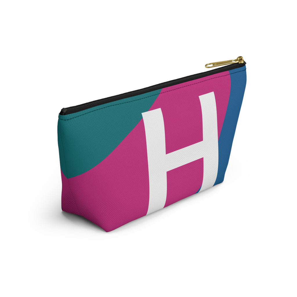 Initials Colorblock Accessory Pouch — Monogram H T-Bottom Cosmetic Bag