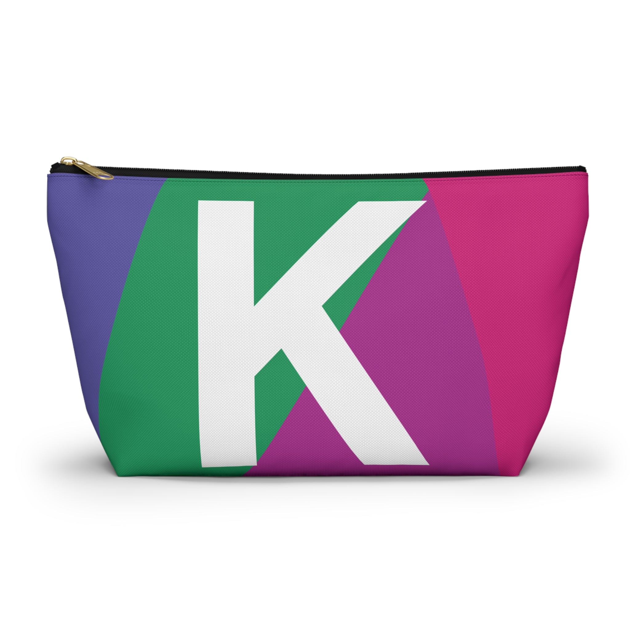 Initials Colorblock Accessory Pouch — Monogram K T-Bottom Cosmetic Bag