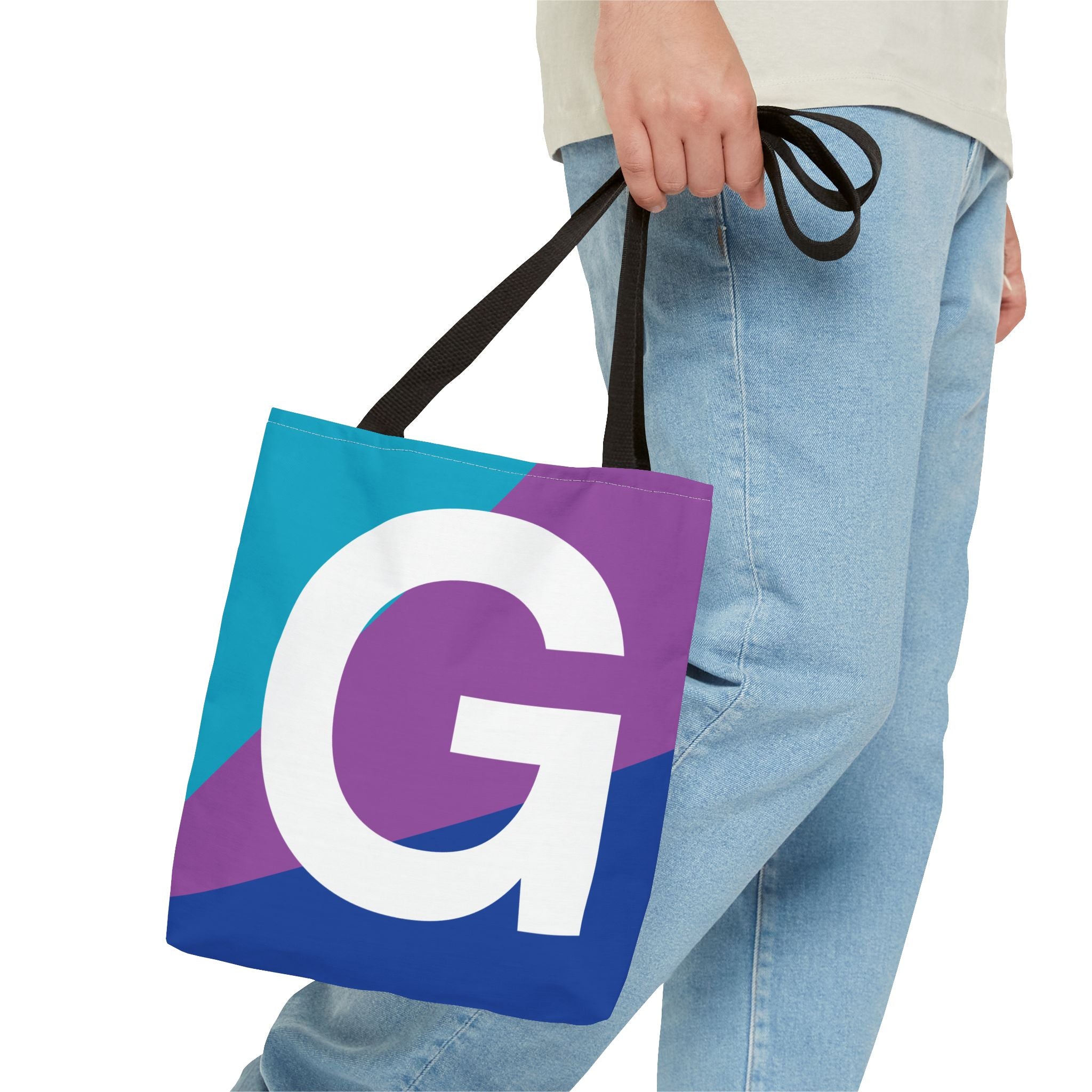 Monogram 'G' Colorblock Tote Bag — Personalized Initial G Shoulder Tote