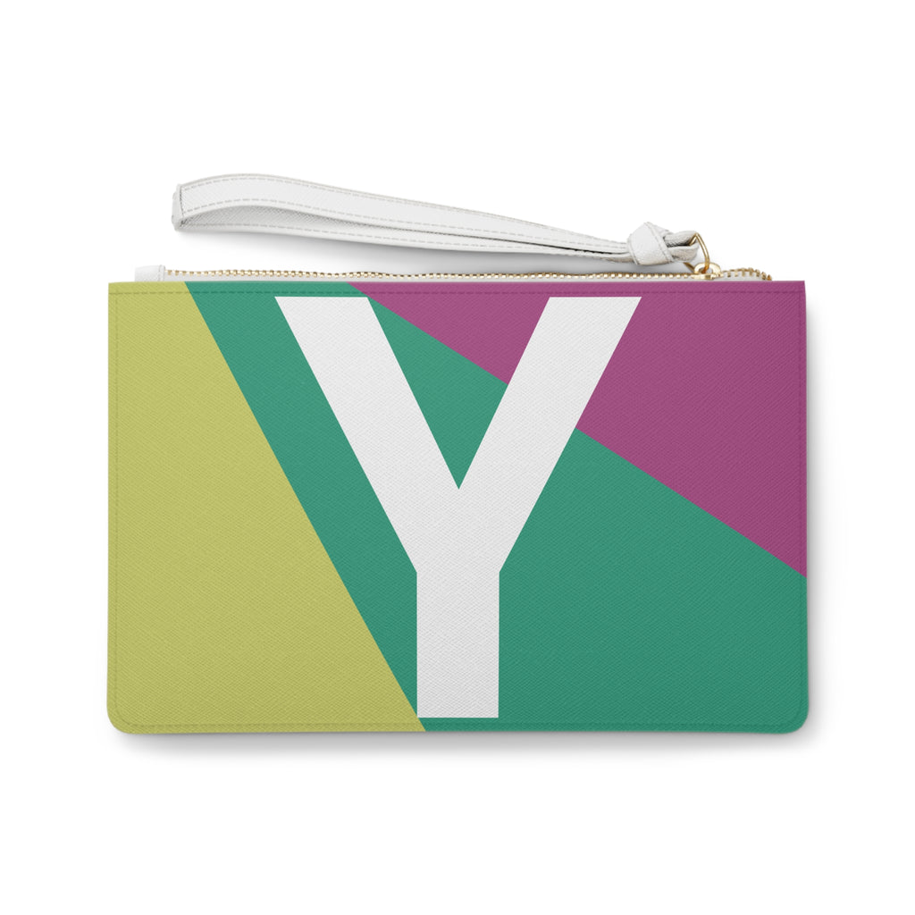 Monogram 'Y' Colorblock Clutch Bag — Bold Geometric Wristlet for Everyday & Gifts